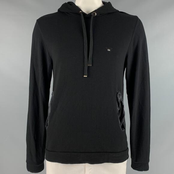 EMPORIO ARMANI Size XL Black Viscose Elastane Hooded Sweatshirt - Picture 1 of 7